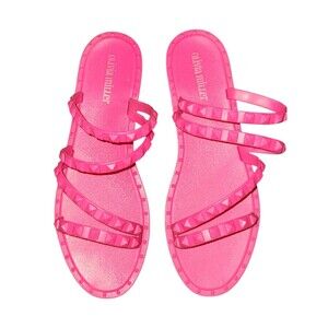 Olivia Miller Studded Jelly Sandals Unworn Pink 10 Womens Island Resort Beachy